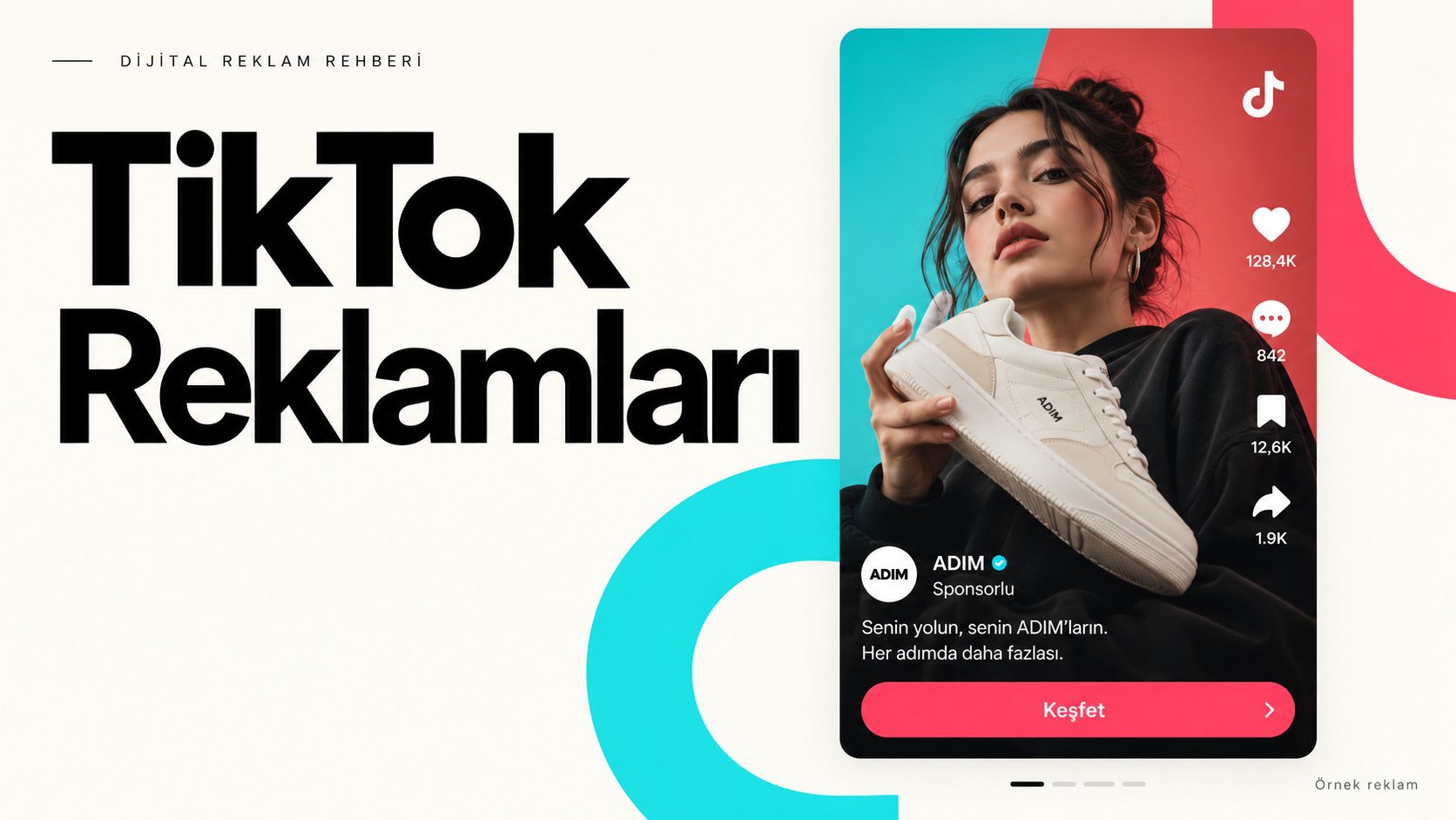 TikTok reklam boyutu örneği: 9:16 dikey Senin İçin akışı sponsorlu reklam görünümü