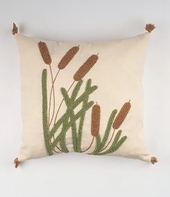 Punch Nakışlı Hasır Otu Motifli Kırlent Kılıfı