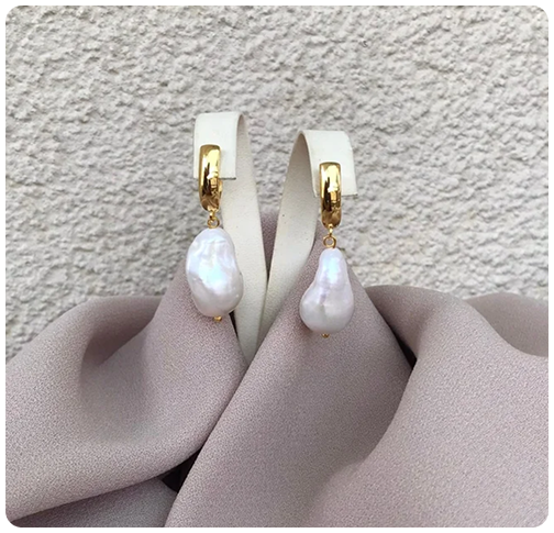 Büyük Barok İnci Küpe