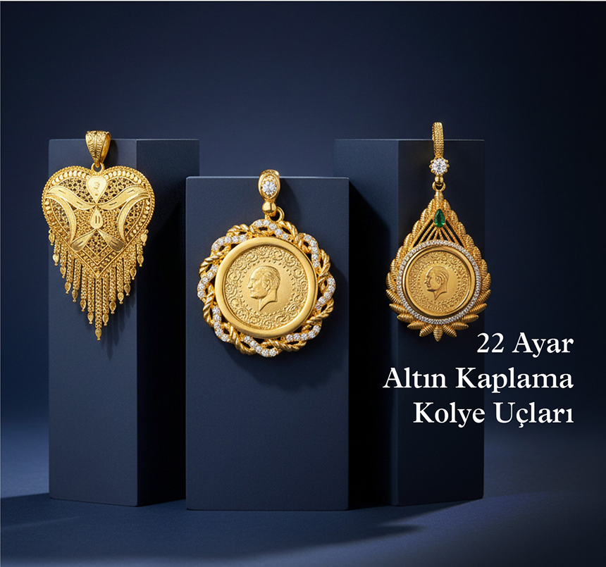 22 Ayar Altın Kaplama Kolye Uçları