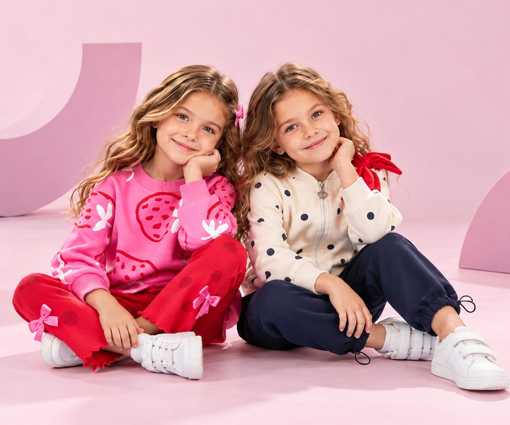 Hanzade Kids seçkisinden gülümseyen iki kız çocuk