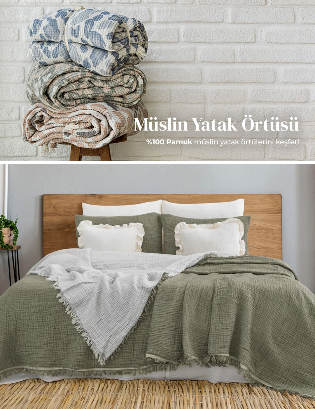 Müslin Yatak Örtüsü
