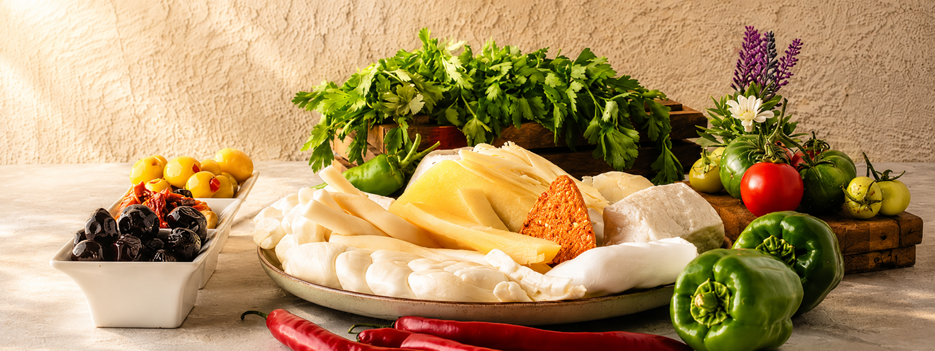 Yılmaz Gurme zeytin ve peynir çeşitleri